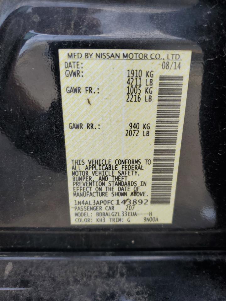 Lot #3232307895 2015 NISSAN ALTIMA 2.5