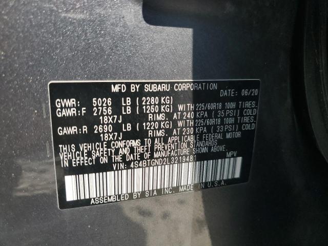 2020 SUBARU OUTBACK LI 4S4BTGND2L3219481