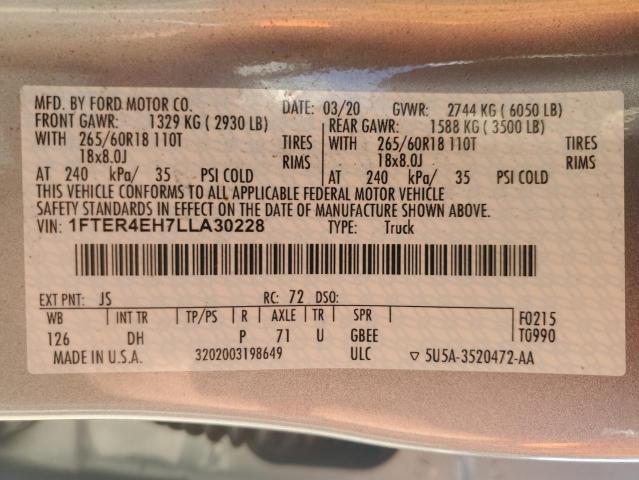 2020 FORD RANGER XL 1FTER4EH7LLA30228