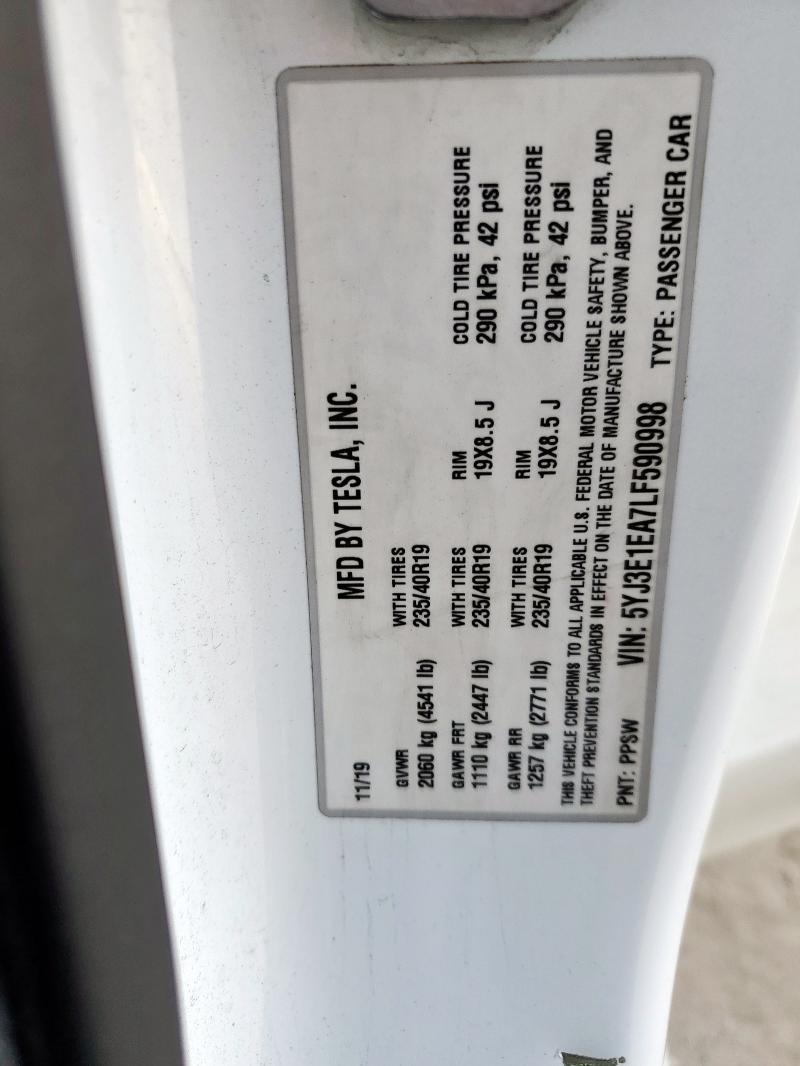 2020 TESLA MODEL 3 - 5YJ3E1EA7LF590998