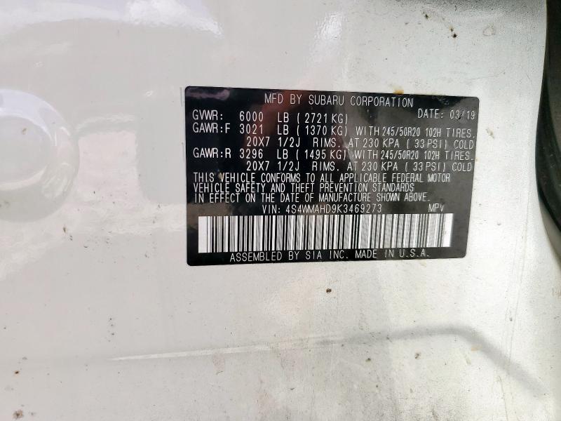 2019 SUBARU ASCENT PRE - 4S4WMAHD9K3469273