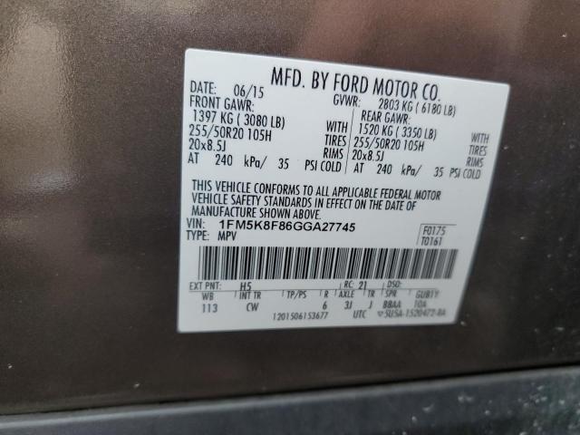 2016 FORD EXPLORER L - 1FM5K8F86GGA27745