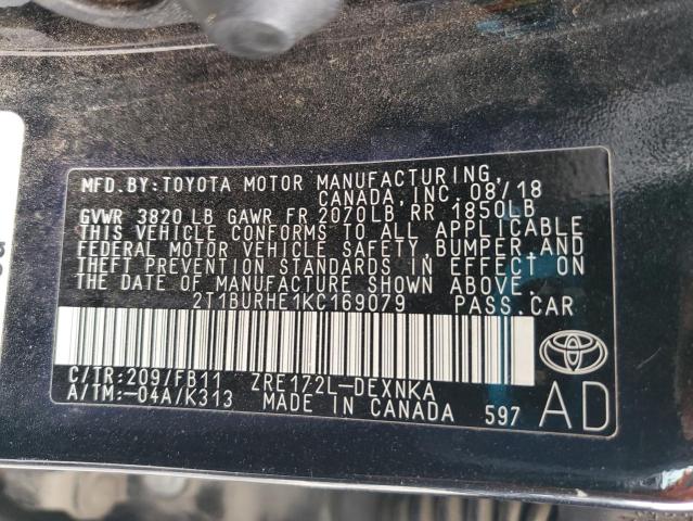 2019 TOYOTA COROLLA L - 2T1BURHE1KC169079