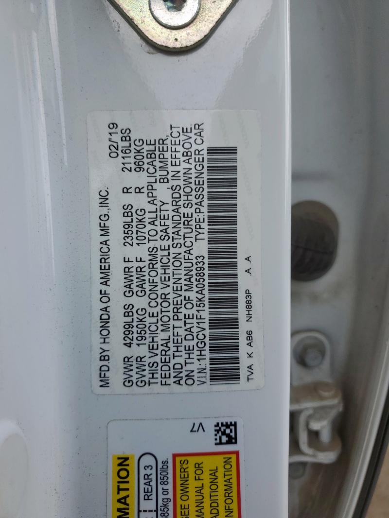 2019 HONDA ACCORD LX - 1HGCV1F15KA058933