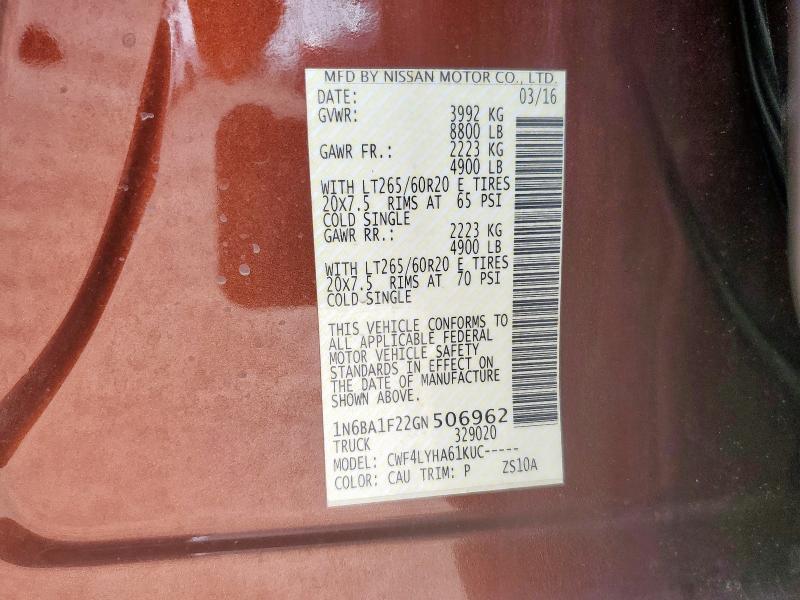 2016 NISSAN TITAN XD S - 1N6BA1F22GN506962