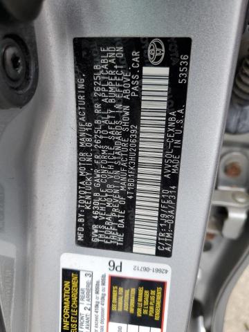 2017 TOYOTA CAMRY HYBR 4T1BD1FK3HU206392
