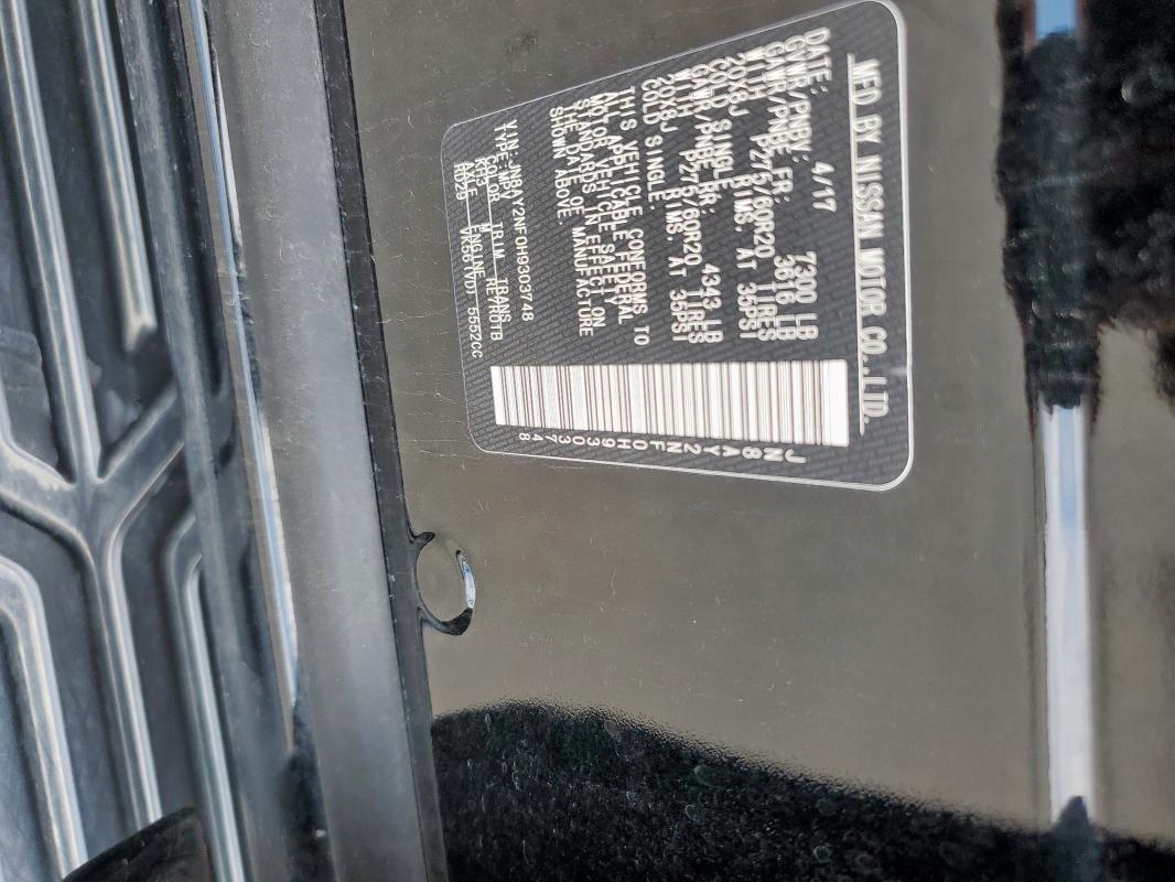 2017 NISSAN ARMADA PLA JN8AY2NF0H9303748