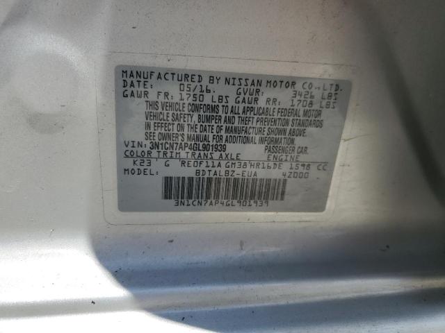 2016 NISSAN VERSA S 3N1CN7AP4GL901939