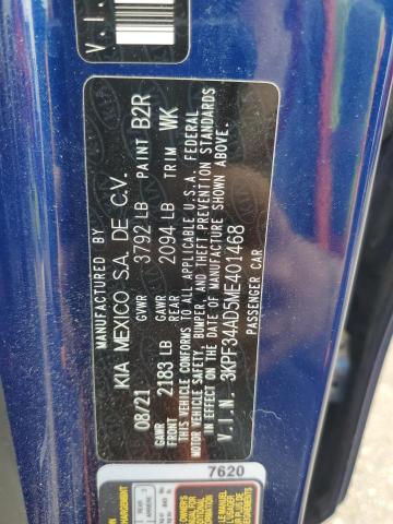 2021 KIA FORTE GT L 3KPF34AD5ME401468