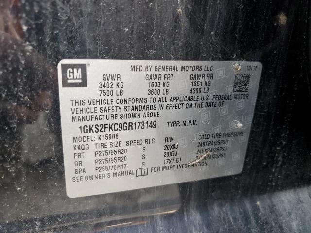 2016 GMC YUKON XL K - 1GKS2FKC9GR173149