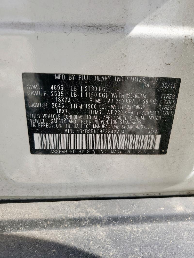 2015 SUBARU OUTBACK 2. 4S4BSBLC9F3342294