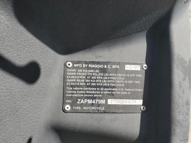 2007 PIAGGIO MP3 ZAPM479M175001934