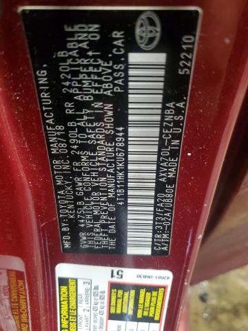 2019 TOYOTA CAMRY L - 4T1B11HK1KU678944