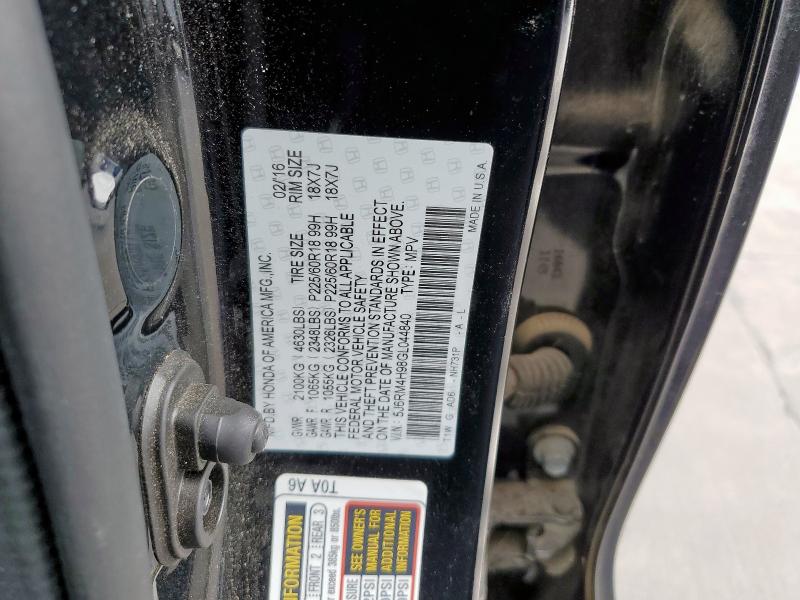 2016 HONDA CR-V TOURI - 5J6RM4H98GL044840