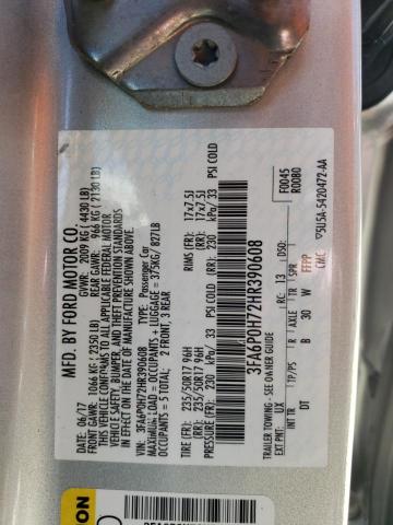 2017 FORD FUSION SE - 3FA6P0H72HR390608
