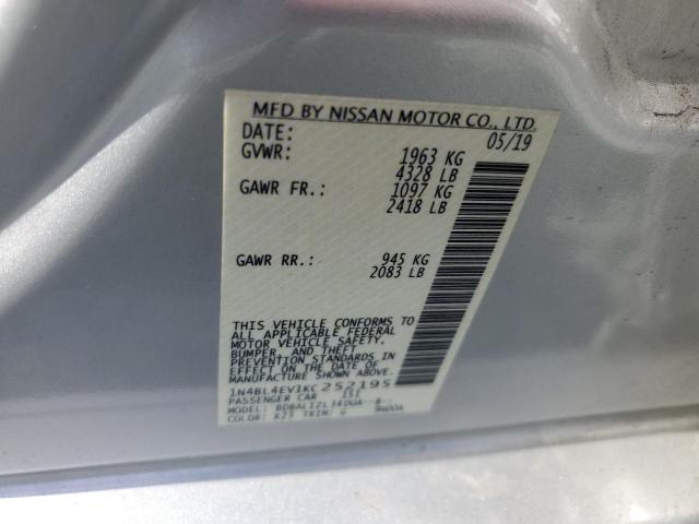 2019 NISSAN ALTIMA SL 1N4BL4EV1KC252195