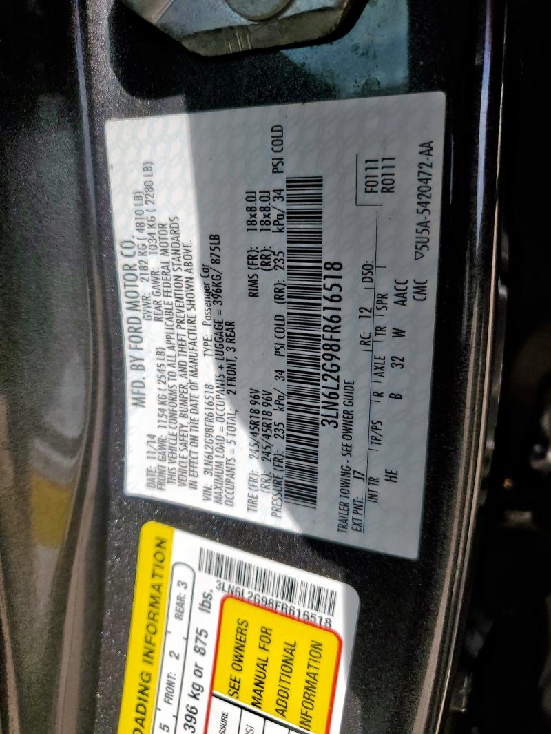 2015 LINCOLN MKZ 3LN6L2G98FR616518