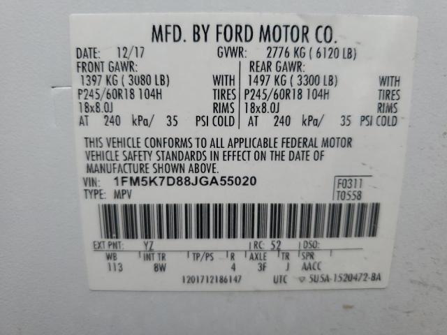 2018 FORD EXPLORER X - 1FM5K7D88JGA55020