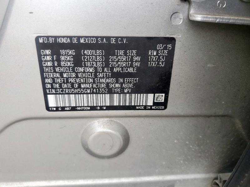 2016 HONDA HR-V EX - 3CZRU5H55GM741352