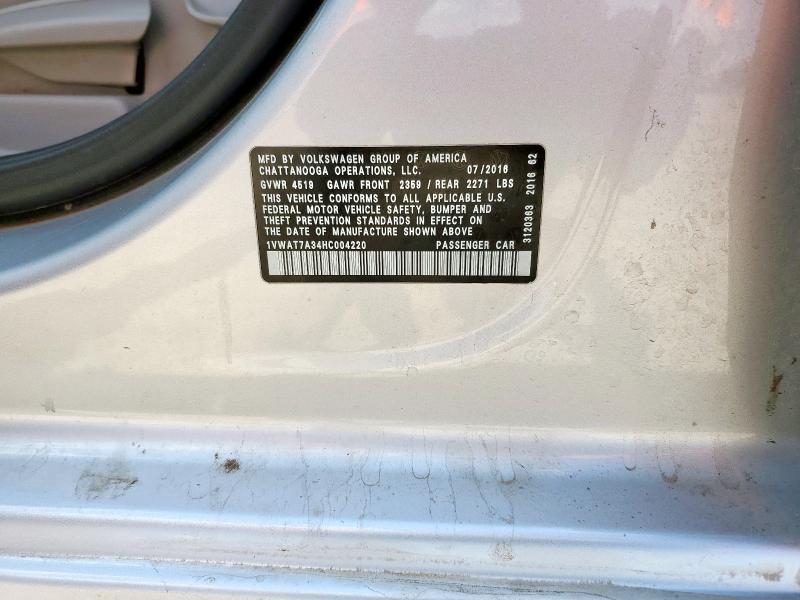 2017 VOLKSWAGEN PASSAT S - 1VWAT7A34HC004220