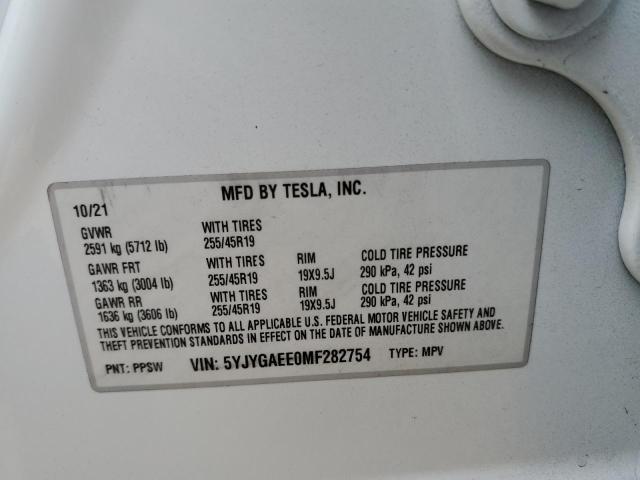 2021 TESLA MODEL Y 5YJYGAEE0MF282754
