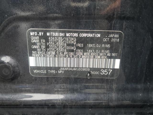 2019 MITSUBISHI OUTLANDER JA4AR3AU4KU009609
