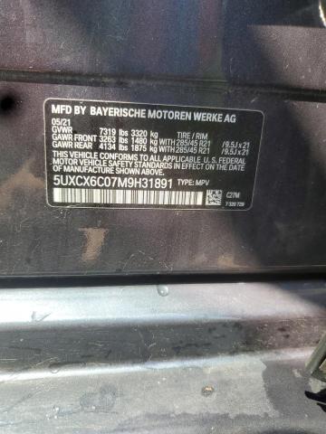 2021 BMW X7 M50I 5UXCX6C07M9H31891