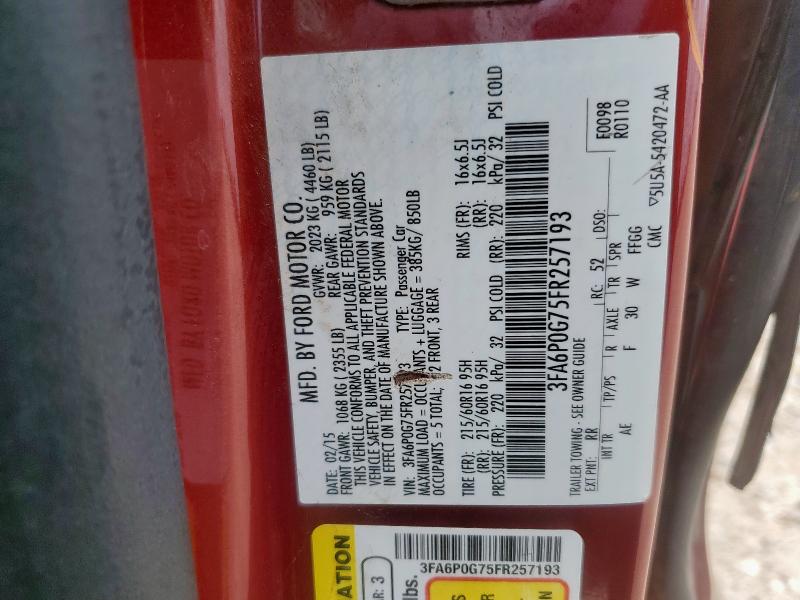 2015 FORD FUSION S 3FA6P0G75FR257193