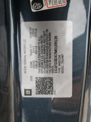 2021 CHEVROLET CAMARO LT 1G1FD3DX7M0109139
