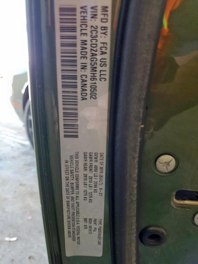2021 DODGE CHALLENGER 2C3CDZAG5MH610502