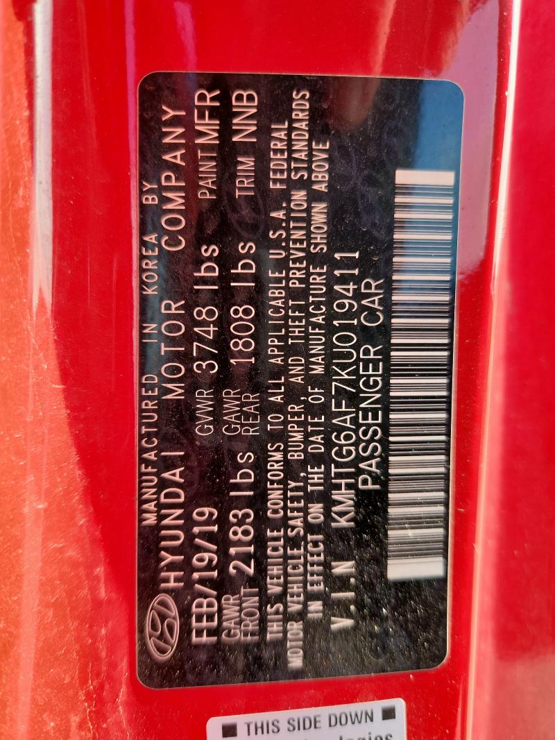 2019 HYUNDAI VELOSTER B KMHTG6AF7KU019411