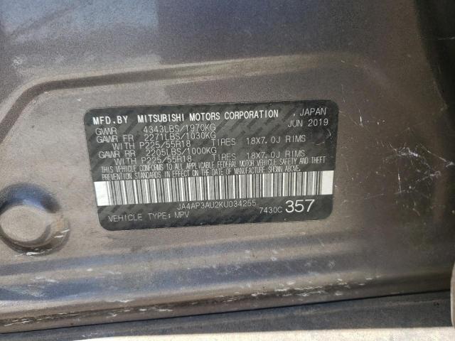 2019 MITSUBISHI OUTLANDER - JA4AP3AU2KU034255
