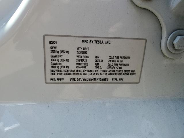 2021 TESLA MODEL Y - 5YJYGDEE4MF152686