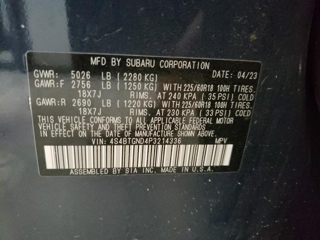 SUBARU OUTBACK LIMITED XT