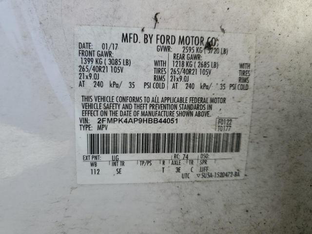 2017 FORD EDGE SPORT 2FMPK4AP9HBB44051