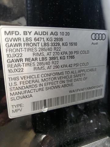 2021 AUDI Q8 PRESTIG WA1FVAF1XMD012411