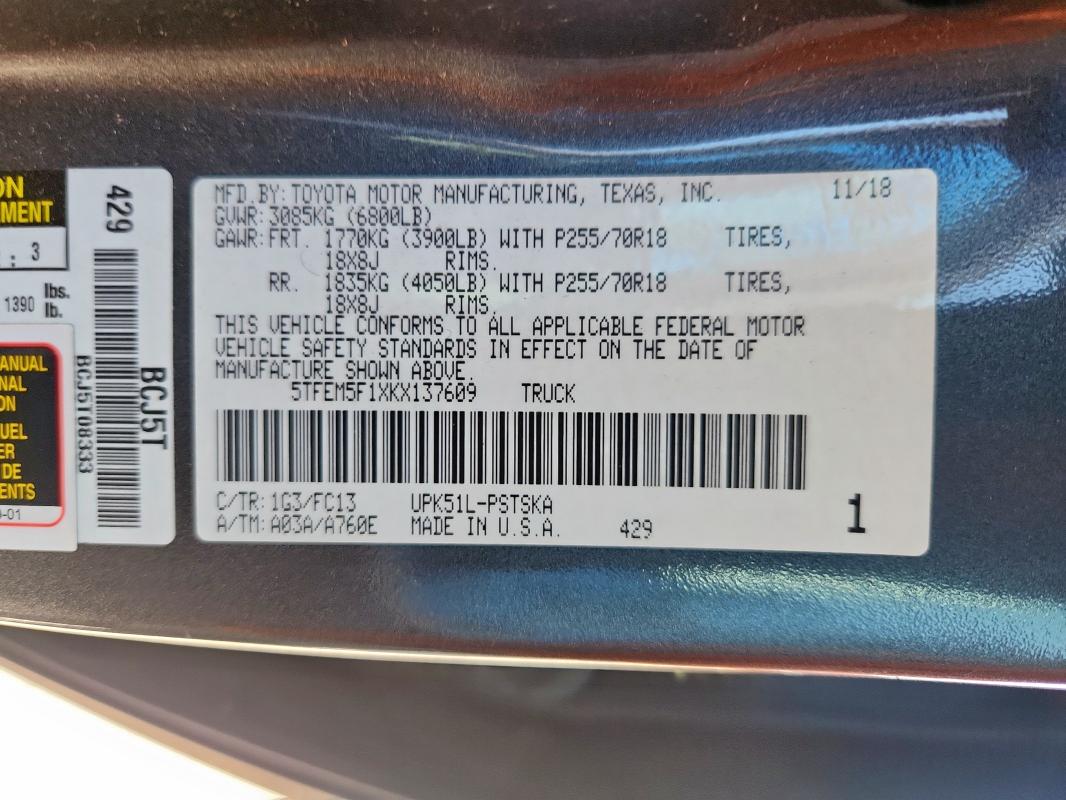 2019 TOYOTA TUNDRA CRE - 5TFEM5F1XKX137609