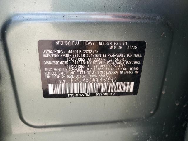 2016 SUBARU FORESTER 2 - JF2SJAXC9GH484940