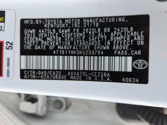 2019 TOYOTA CAMRY L 4T1B11HK0KU209764