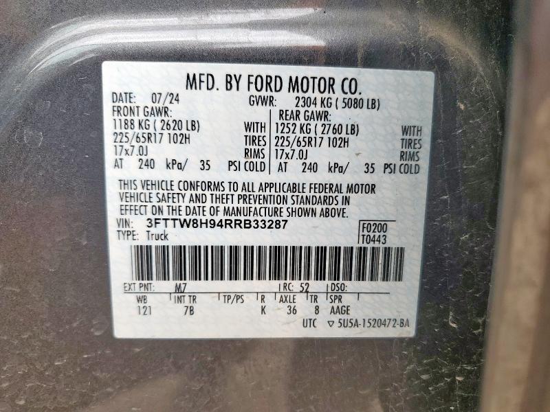 2024 FORD MAVERICK X 3FTTW8H94RRB33287