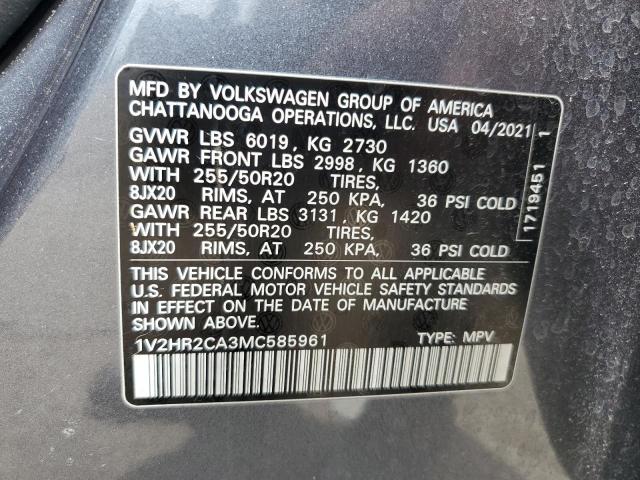 2021 VOLKSWAGEN ATLAS SE 1V2HR2CA3MC585961