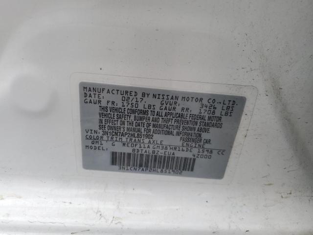 2017 NISSAN VERSA S - 3N1CN7AP2HL851902