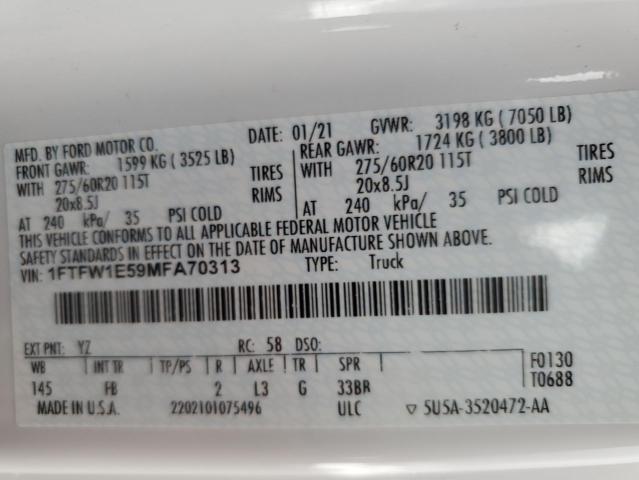 2021 FORD F150 SUPER - 1FTFW1E59MFA70313