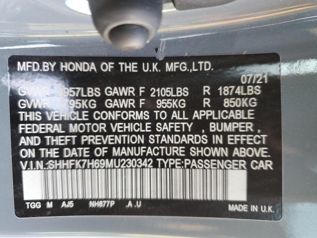 2021 HONDA CIVIC EX - SHHFK7H69MU230342