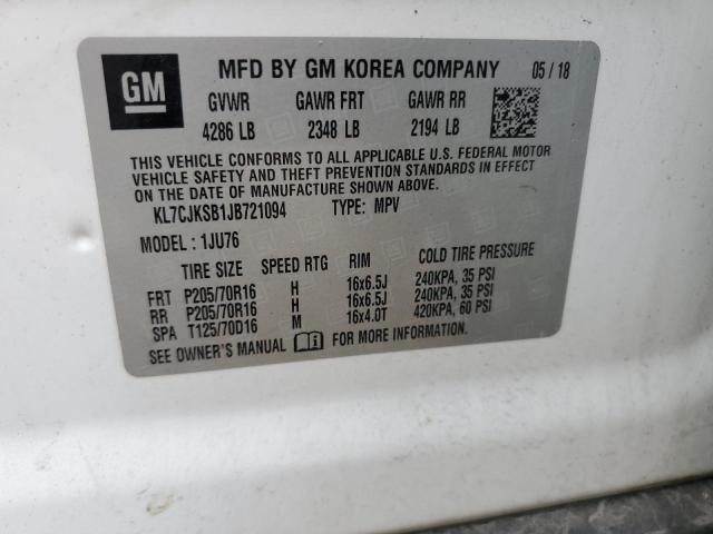 2018 CHEVROLET TRAX LS KL7CJKSB1JB721094