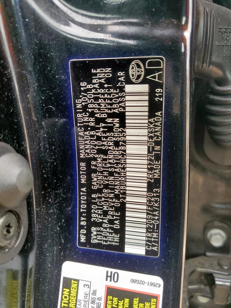 2017 TOYOTA COROLLA L 2T1BURHE5HC787952
