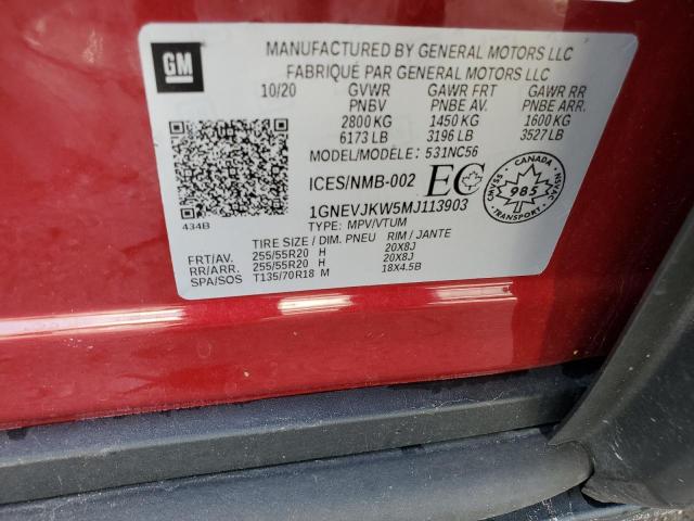 2021 CHEVROLET TRAVERSE R 1GNEVJKW5MJ113903