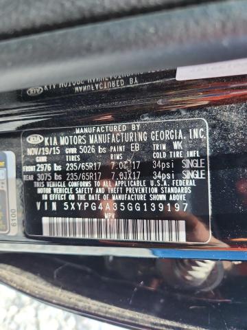 2016 KIA SORENTO 5XYPG4A35GG139197