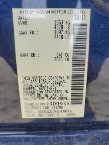 2020 NISSAN ALTIMA SR 1N4BL4CVXLN309955