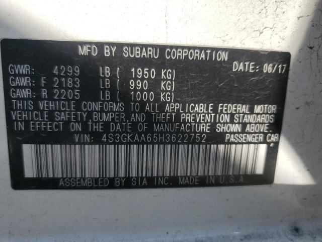 2017 SUBARU IMPREZA 4S3GKAA65H3622752